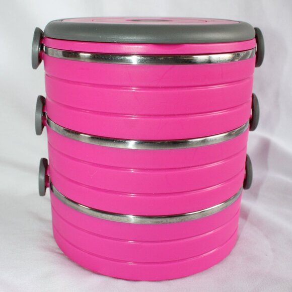 Go Pet Bento Travel 3 Stainless Steel Bowls, Leak Proof, Pink, Food Snack Water - Picture 1 of 12